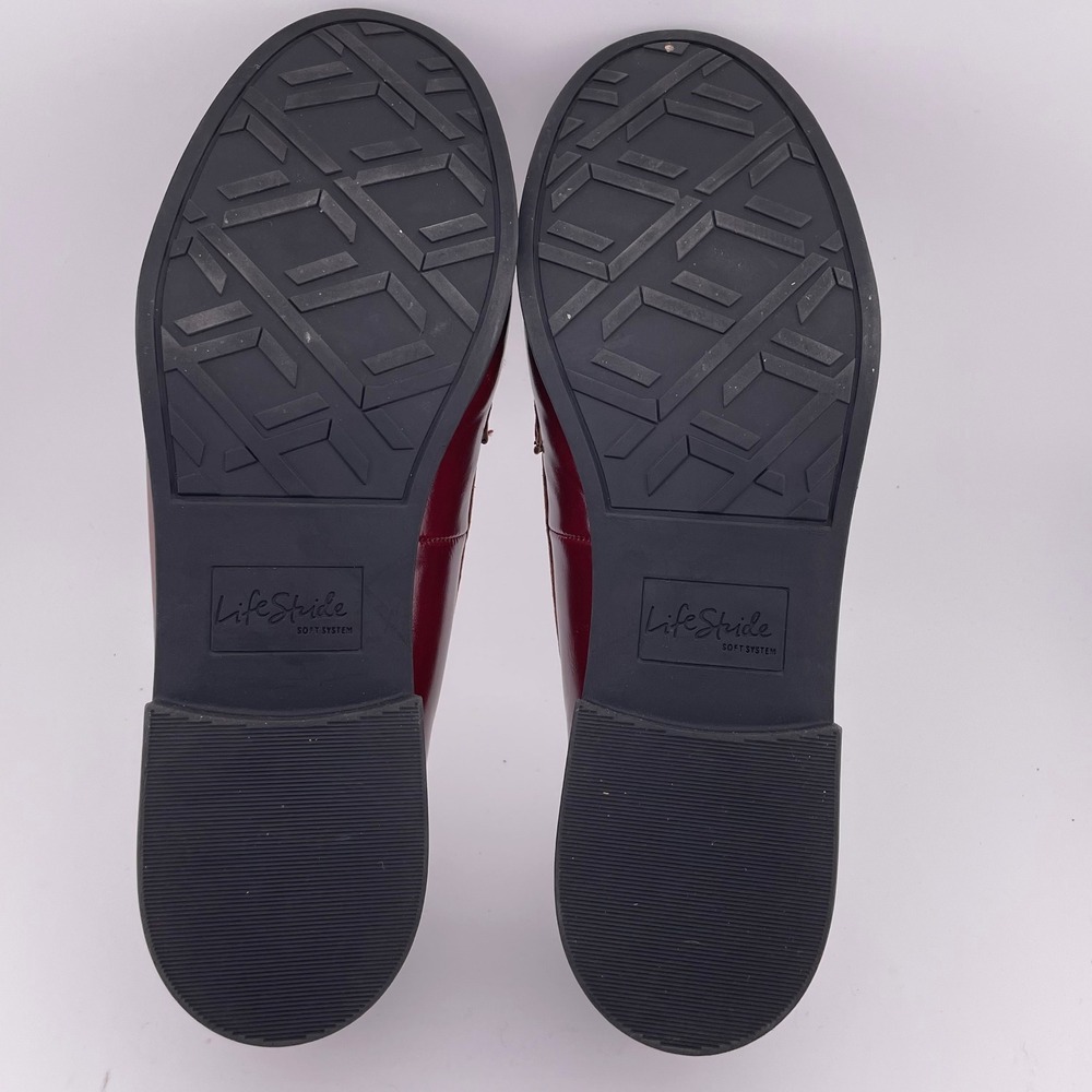 LifeStride Women Burgundy Red Leather Tassel Loafer Flats Shoes - Picture 8 of 8
